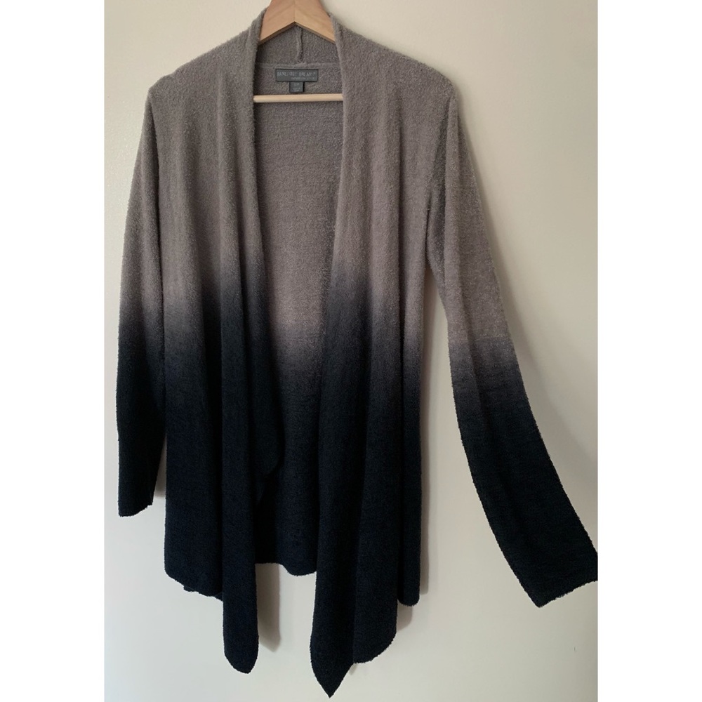 Barefoot Dreams • S/M •Bamboo Chic Lite Wrap Open Cardigan Grey Black Ombre
